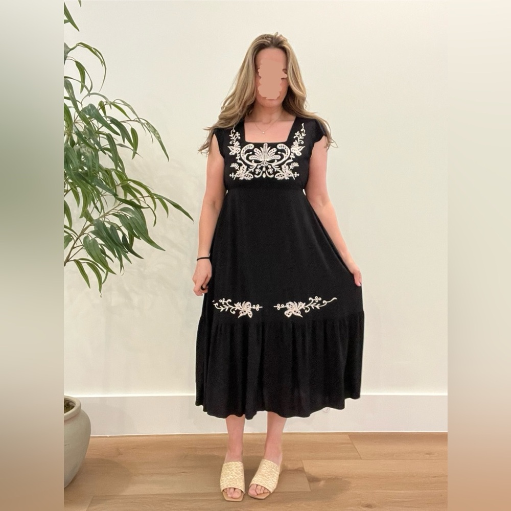 Black embroidered dress